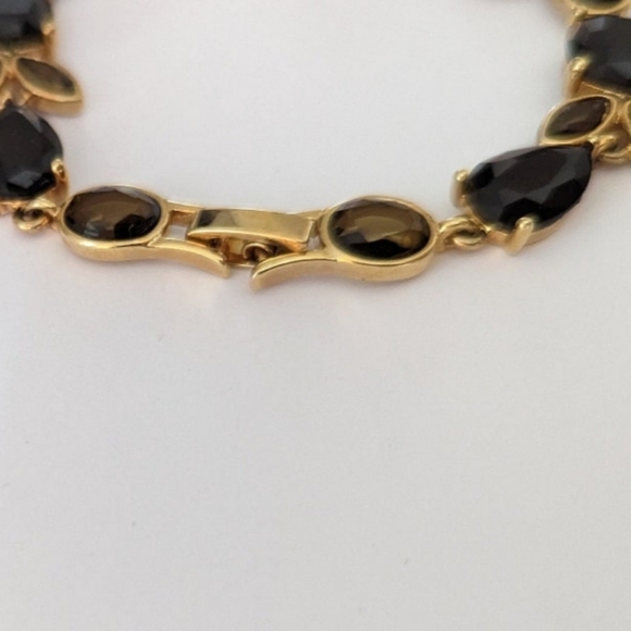 VINTAGE Gold Tone and Brown Stone Chunky Costume Jewelry - Picture 5 of 6